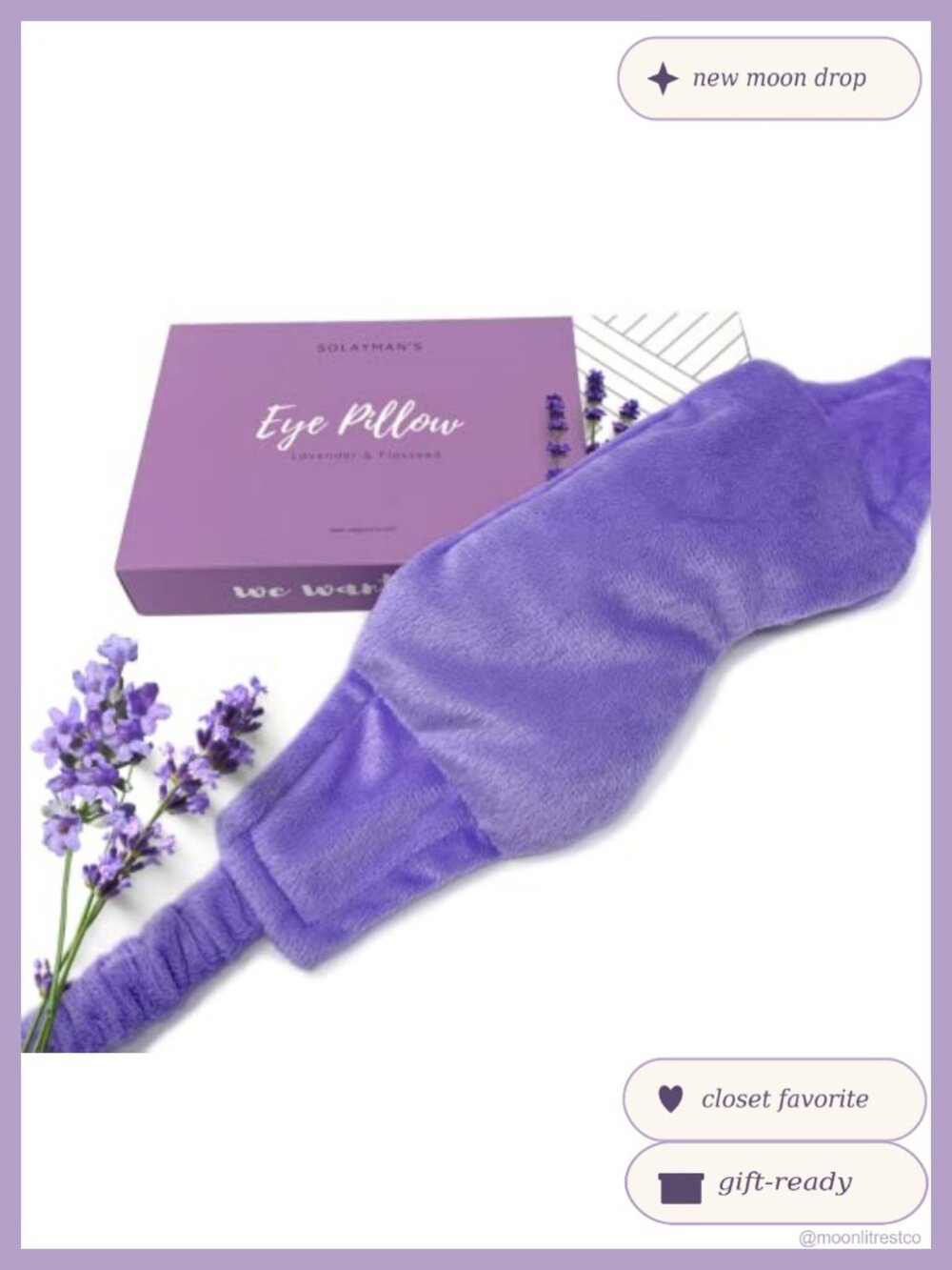 Weighted Lavender Eye Mask Fleece Flaxseed Hot Cold Sleep Relaxation
